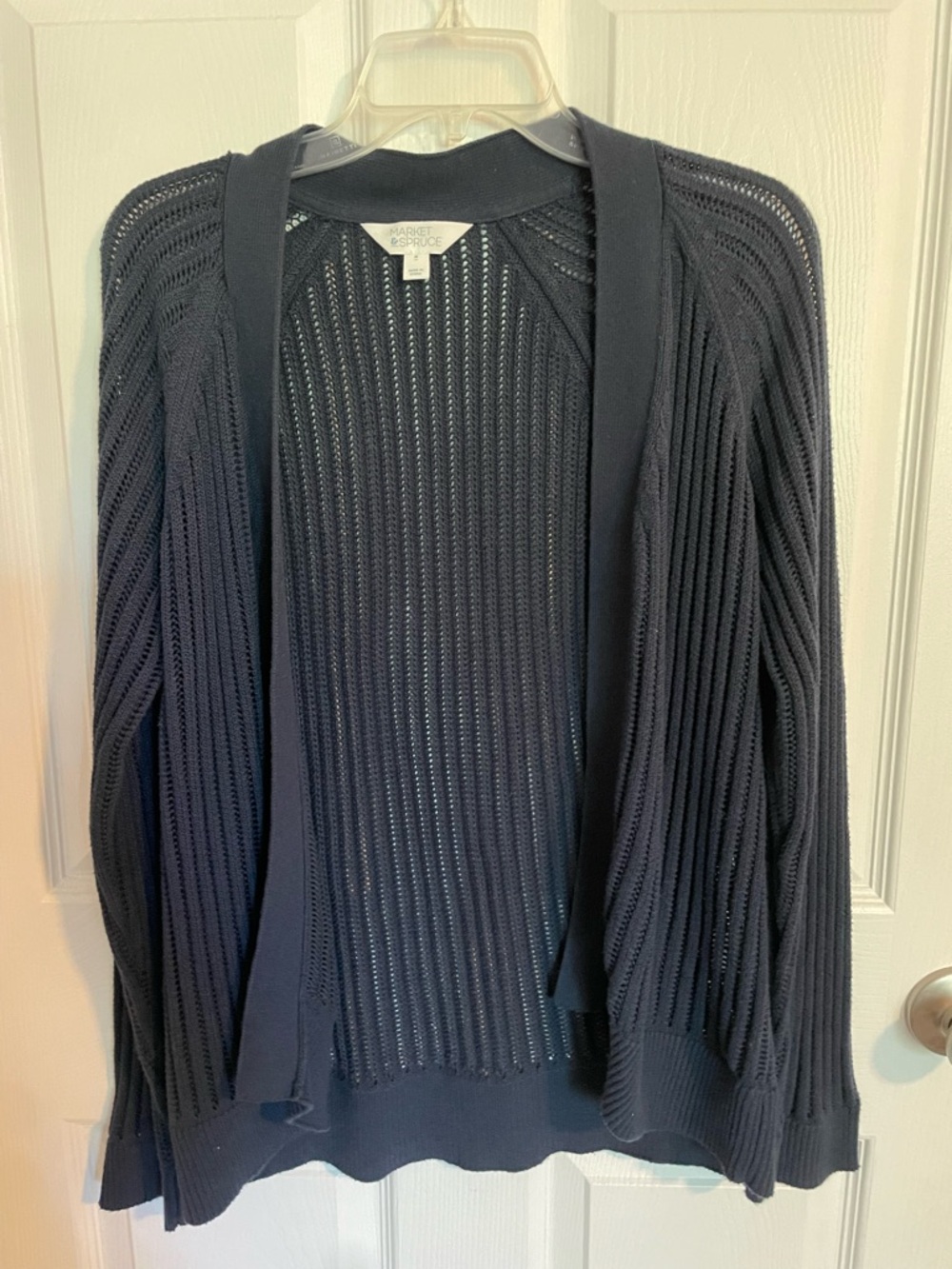 Market & Spruce Navy Open-Knit Cardigan